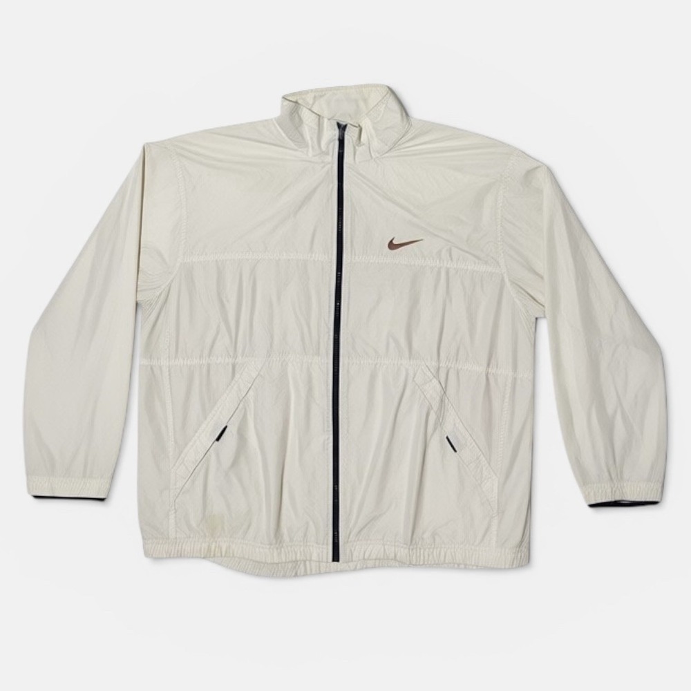 Nike Track Windbreaker Jacket 90s Y2K Mens XL White Back Center Swoosh VTG